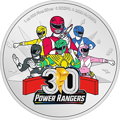 2023 DE Modern Megemlékező PowerCoin Power Rangers lesz 30 éve, 1 Óz Ezüst Érme 2$ Niue 2023 Bizonyíték