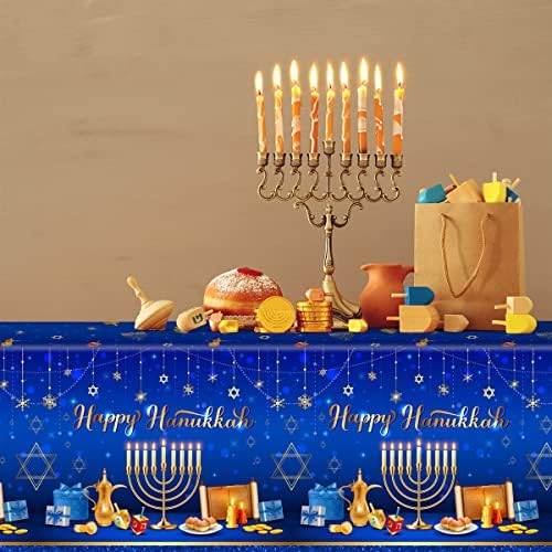 HAKOTI Hanuka Party Dekoráció-Boldog Chanukkah Parti asztalterítő Dekoráció,3pcs Műanyag Eldobható Fények, Gyertyák Terítő a Zsidó
