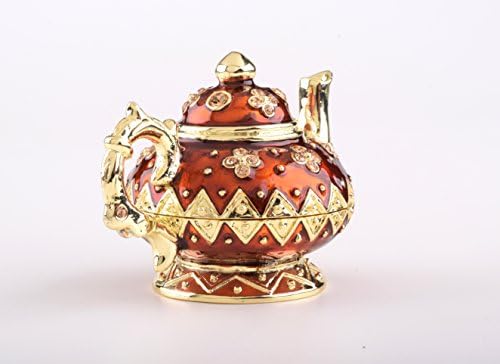 Keren Kopal Vörös Tea-Fű Csecsebecsét Doboz Fabergé-Stílusban Díszített Swarovski Kristályok Egyedi lakberendezés
