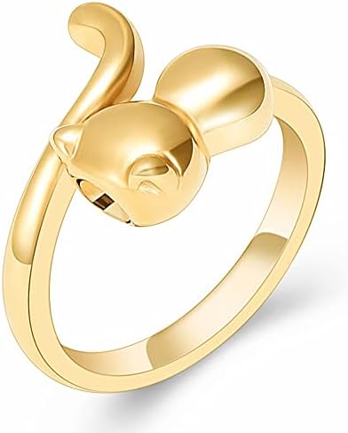 HEEQING AE312 1DB Hamvasztás Ékszer Gyűrű Hamu Állítható Aranyos Macska Urna Gyűrűk tartó Emlékmű Gyűrű Emlékmű Emlék (Fő Kő Színe