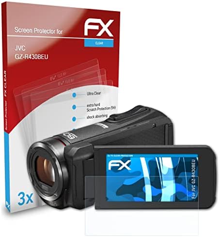 atFoliX Képernyő Védelem Film Kompatibilis JVC GZ-R430BEU képernyővédő fólia, Ultra-Tiszta FX Védő Fólia (3X)