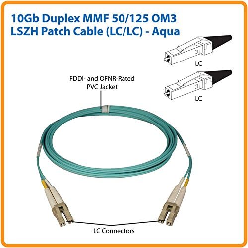 Tripp Lite 10Gb Duplex Multimódusú 50/125 OM3 LSZH Optikai Patch Kábel, (LC/LC) - Aqua, 35M (115-ft.)(N820-35M)