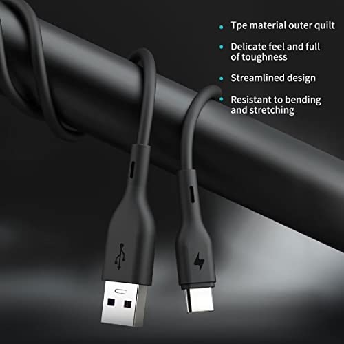 COBOSSIN USB-C Kábel, 3ft C Típusú Töltő Prémium TPE USB-Kábel, USB-A Típusú C Töltő Kábel Gyors Töltés,Fekete