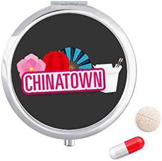 Virág Lámpás Ventilátor Piros China Town Tabletta Esetben Zsebében Gyógyszer Tároló Doboz, Tartály Adagoló