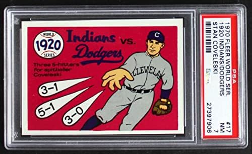 1970 Fleer World Series 17 1920 Indiánok vs Dodgers Stan Coveleski Indiánok/Dodgers (Baseball Kártya) PSA a PSA 7.00 Indiánok/Dodgers