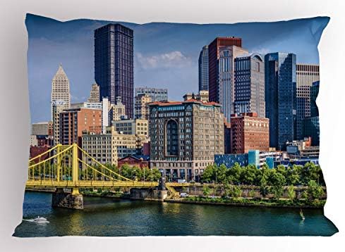 Ambesonne Város Pittsburgh Párnahuzatot, Nappali Festői Belvárosában Jelenet Az Allegheny Folyó Tájékozódási Pont, Dekoratív Szabványos