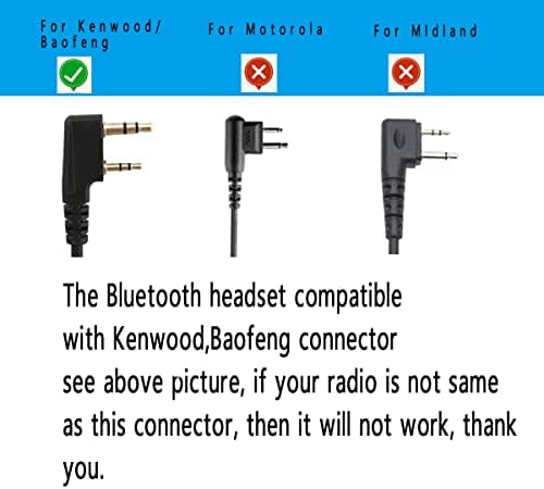 Walkie Talkie Bluetooth Headset, Bluetooth Fülhallgató a zajszűrő Mikrofon, a kihangosító Fülhallgató Kompatibilis BaoFeng Kenwood Btech Rádiók
