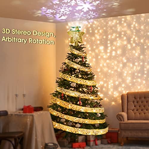 Karácsonyfa Csillagos Felső Projektor Lámpa 2 Db Dekorációs LED Szalag String Fények tündérfény az Xmas Party Nyaralás Beltéri