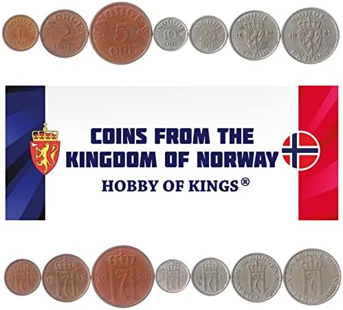 7 Érmék Norvégia | norvég Érme Meghatározott Gyűjtemény 1 2 5 10 25 50 Érc 1 Korona | Juttatni 1908-1952 | Kereszt