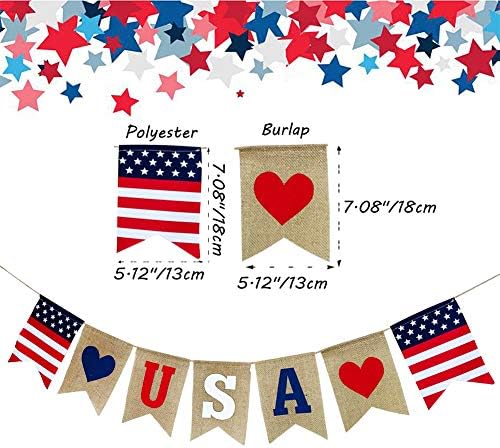 A függetlenség Napja Zsákvászon Bannerek a július 4-Dekoráció USA Sármány Amerikai Zászló Zászlók Füzér a Kandalló Kandalló Dekoráció