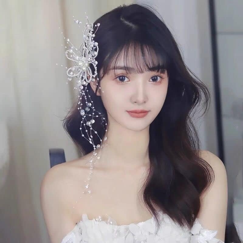 SCDZS 2pieces Menyasszony Gyöngy Virág hajcsat Tassel Super Fairy a koreai Stílusú Esküvői Kiegészítők