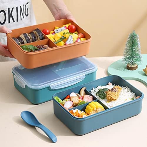 Hemoton Szendvics Konténerek Élelmiszer-Tartály Műanyag Bento Box Multi-rács Mikrohullámú sütő Élelmiszer Doboz Kanál Ebéd Konténerek