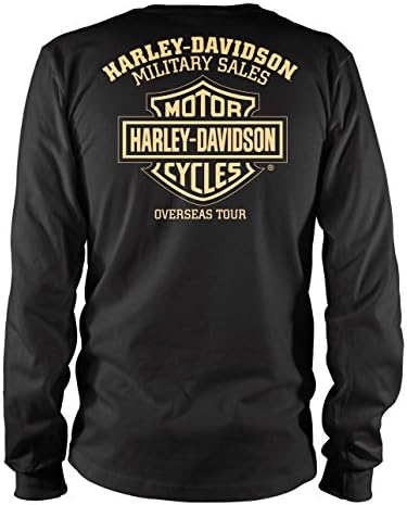 Harley-Davidson Katonai - Férfi Hazafias Koponya Grafikus Hosszú Ujjú Póló - Tengerentúli Túra | Willie G Zászló