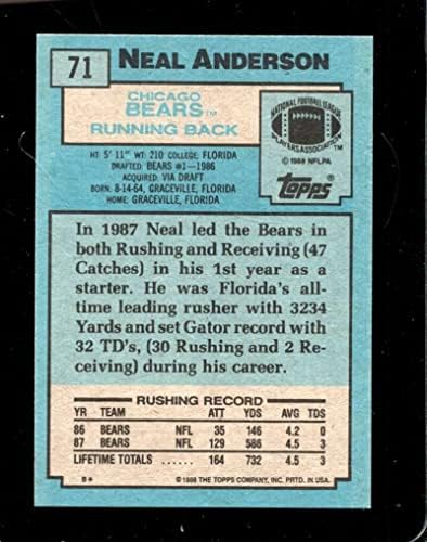1988 Topps 71 Neal Anderson RC Újonc Medvék NFL-Foci