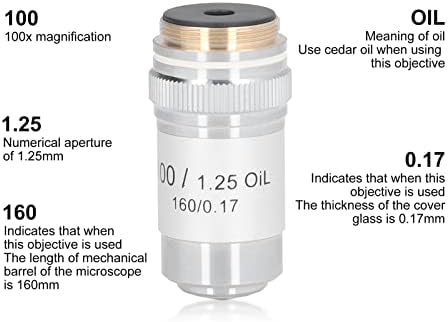 Remek akromatikus Objektív, Sárgaréz Krómozott 100X Nagy Erő Mikroszkóp Objektív, Felület 20.2 mm
