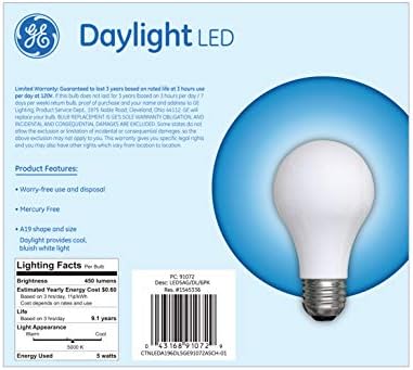 A GE Lighting Klasszikus Forma, 19 Nappal LED 5 Wattos (40 Wattos Csere), 450-Lumen Közepes Bázis Matt Kivitelben Izzó, fényes