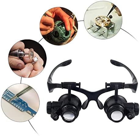 YEBDD 4 Nagyítás Nagyító Szemüveg Távcső Lencse, 2 Fények Fejhallgató Nagyító Javítás Micro Faragás