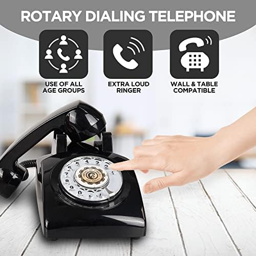 DanSoony - Retro Tárcsás Telefon – 1960-as évek Stílusát Régi Tárcsás Telefon–, Régimódi, Vezetékes Telefon, Otthoni, Irodai, Asztali Retro,