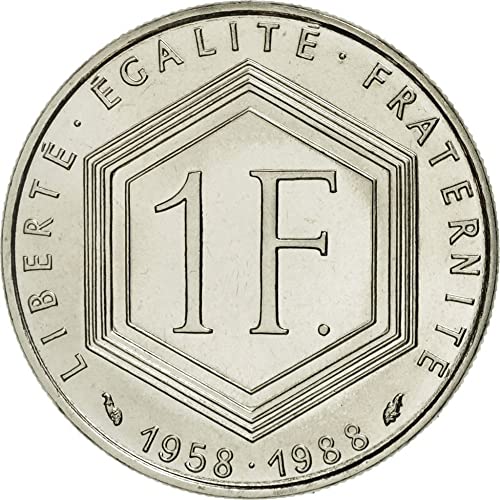 1988 Párizs Menta 1 Frankos Francia Érme. Tiszteletére Charles De Gaulle Legnagyobb francia Vezetője A 20 Században. WW2 Ellenállás Vezetője,