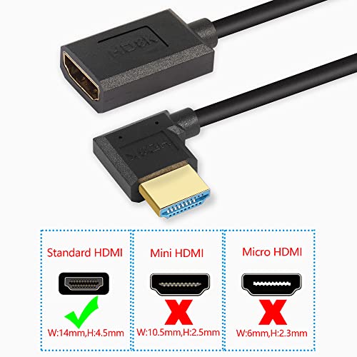 PNGKNYOCN 8K HDMI Rövid Kábel,1FT/0,3 M 90 Fokos Ultra High Speed Jobb Kanyar HDMI 2.1 a Férfi-Nő Hosszabbító Kábel Támogatja a 8K@60Hz,Dinamikus