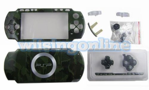 PSP2000 első + hátsó előlap & gomb (psp2000 ház shell)--Hadsereg Zöld