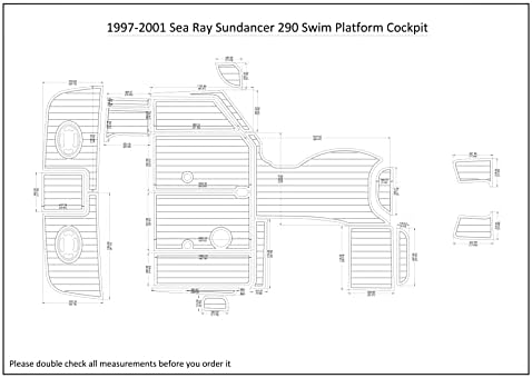 Hajó EVA Ál Teak Deszkázat, Emelet Kompatibilis 1997-2001 Sea Ray Sundancer 290 Úszni Platform Pilótafülkében