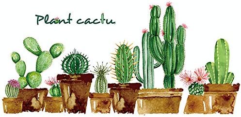 Mendom Kaktusz Fali Matrica Zöld Növények, Fali Matrica,Meghámozzuk, majd Bottal Cserélhető DIY Óriás Növények Fali Matricák Gyerekeknek Hálószoba
