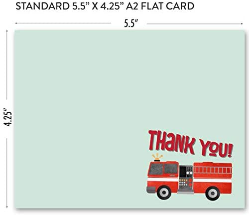 Koko Paper Co tűzoltóautó Köszönöm Kártyák | 25 Lapos Megjegyzés Kártyát, Borítékok | Nyomtatott Nehéz Kártya.