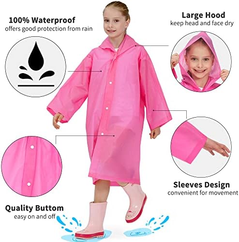 Opret 2 Csomag Esőkabát Gyerekeknek, Újrafelhasználható Eső Köpeny a környéken Ujjú Vízálló Eső Kabátok Fiúk, Lányok