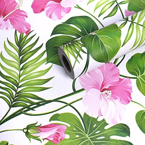 SimpleLife4U Hawaii Virág Stílus Bútor, Papír Öntapadó Polc Liner Smink, Ékszerek Kabinet Dekoráció 17.7 Centiről 9.8 Méter