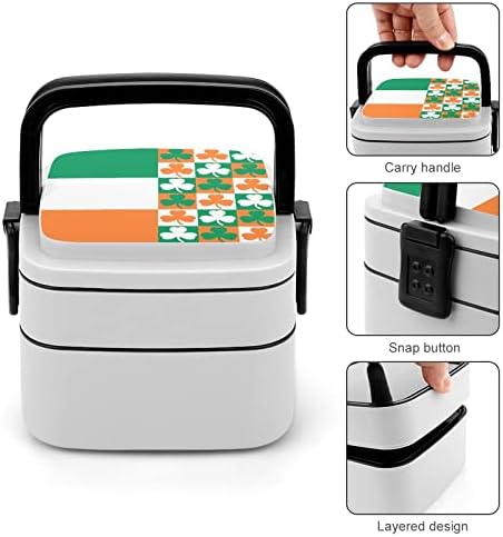 Írország Zászló Shamrock Lóhere Vicces Egy Bento Box Ebéd Tartály Kanál Utazási Munka Piknik