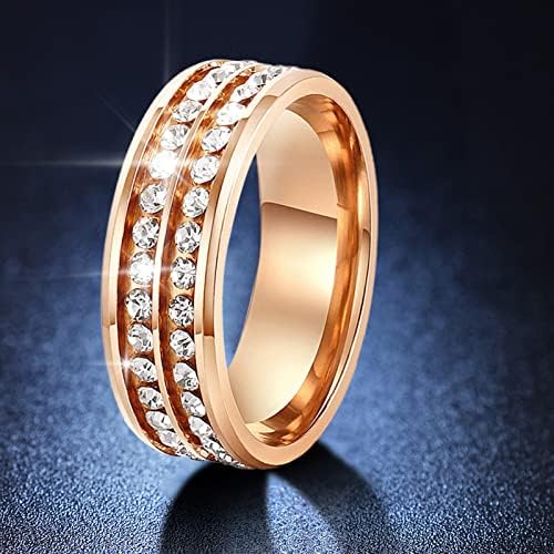 2023 Két Új, Univerzális, Teljes Gyűrűk Sor Gyűrűk Nők a Férfiak, mind a Gyémánt Gyűrű Gyűrűk Tizenéves Fiúk (Rose Gold, 6)