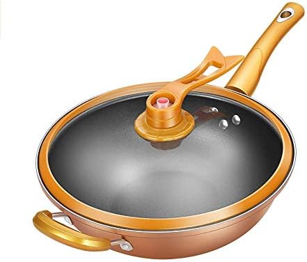 GYDCG Sárga wok tapadásmentes serpenyőben kisebb háztartási maifan kő, vas edény indukciós főzőlap főzőlap lapos aljú serpenyőt