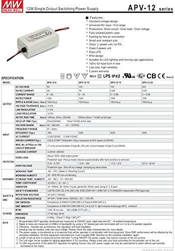 LED Driver 12W 24V 0,5 APV-12-24 Meanwell AC-DC Kapcsolóüzemű Tápegység APV-12 Sorozat jót C. V-os Tápegység