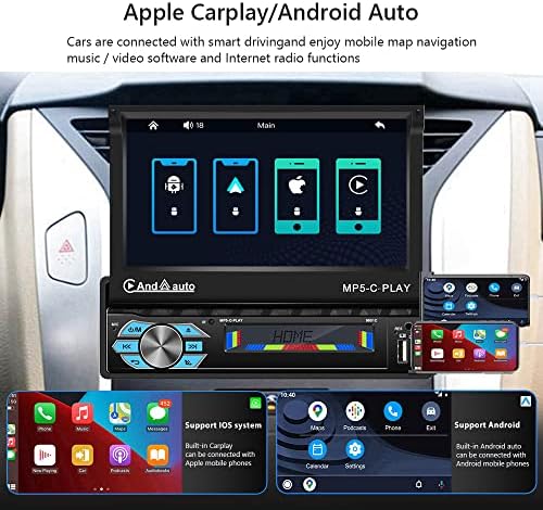 CarThree Egységes Din Apple Carplay Autó Sztereó Bluetooth, majd a Biztonsági Kamera, 7inch kihajtható érintőképernyő autórádió MP5