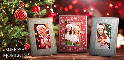 MIMÓZA PILLANATOK Hópelyhek Ezüst Glitter Bling 4x6 Karácsonyi Kép, Képkeret Ünnepek Karácsonyi Baba ajándék Asztallap Asztal Megjelenítése