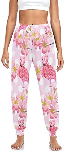 Flamingók Trópusi Virágok Nadrág Női Magas Derekú Kocogók Nők Hárem Nadrág Kényelmes Társalgó Pizsama Nadrág Jóga