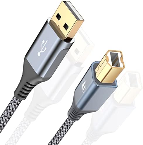 MAXGROUP Nyomtató Kábel 6ft, USB 2.0 Nyomtató Kábel USB A-USB a-B Kábel, nagysebességű Nylon Fonott USB-Midi Kábel Szkenner Nyomtató
