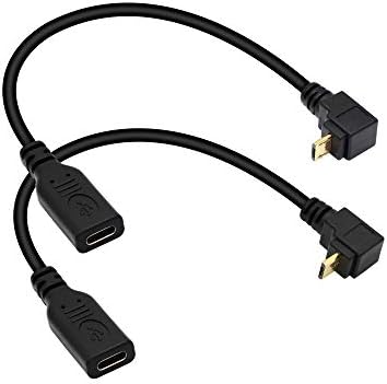 SinLoon USB-C-Micro USB Rövid Kábel, 2 Csomag Típus C-Micro USB-90 Fokos FEL+90 Fokos Le Töltő Kábel, Támogatja a Töltés,