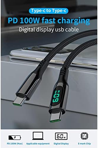 BoxWave Kábel-Kompatibilis Dell Precision 15 (3571) - PowerDisplay PD-Kábel (6 láb) - USB-C-USB-C (100W), LED Kijelző, 6 Láb PD Fonott Nylon