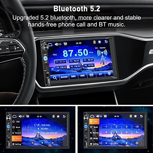 7 Inch Dupla Din autórádió Apple Carplay & Android Automata,hangvezérlés,HD LCD Érintőképernyős Monitor,Bluetooth,Mélynyomó,C-Típusú/USB/TF