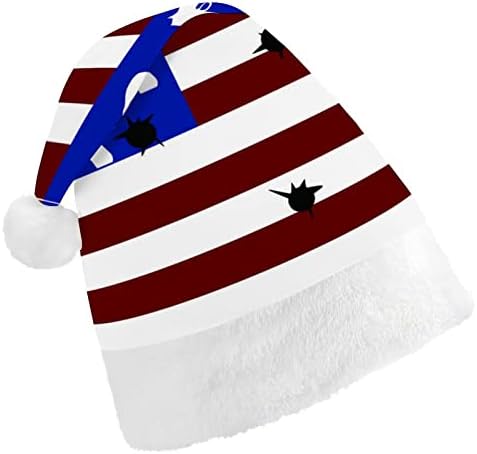 Amerikai Zászló Fegyverek, golyónyomok a Vicces Karácsonyi Kalap Mikulás Kalap, Rövid Plüss Fehér Bilincs a Karácsonyi Ünnepi Parti