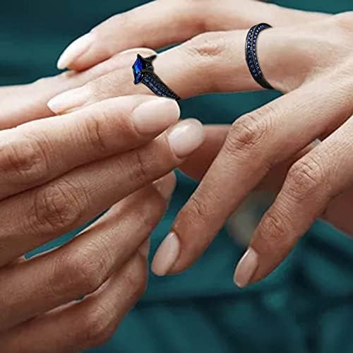 Aranyozott Retro Férfi, illetve Női Írja be a Gyűrű Gyűrű Betét Cirkon Új Gyűrű Vaskos Szív Gyűrű (Kék, 7)
