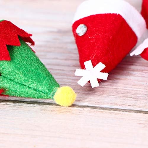 Amosfun 24pcs Mini karácsonyi Caps Aranyos Elf Tervezés Lollipop Kalapok Dekorok Szőtt Candy Csomagolás Kalapok karácsonyi Kellékek Otthoni