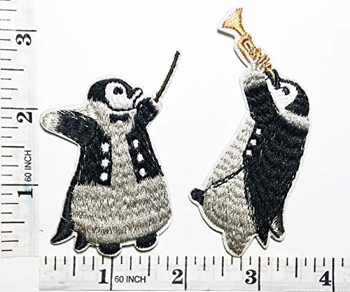 Aranyos Pingvin Zene Rajzfilm-Gyerek Foltok Appliqués Szövet Díszítésére a Kalap Sapka Polo Hátizsák Ruházat, Kabát, Póló, DIY Hímzett