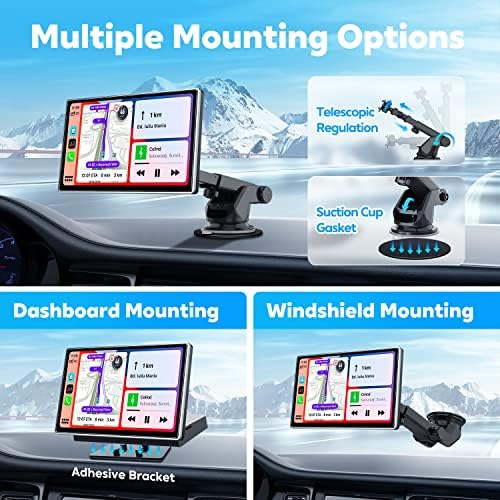 [Frissítés] Westods Vezeték nélküli Apple Carplay & Android Automata, Hordozható 7 HD IPS kijelző Autó, GPS Navigáció, Bluetooth