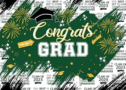 LYCGS 8X6ft Érettségi Hátteret, Congrats Grad Zöld-Arany Diploma Fotó Hátteret 2023 Érettségi Fotózás Hátterekkel Érettségi Bál, Party