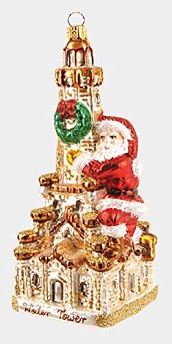 Mikulás a Chicago Water Tower lengyel Üveg Karácsonyi Dísz Illinois Dekoráció
