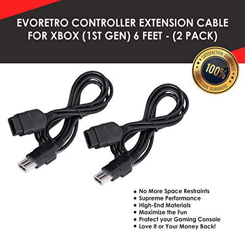 EVORETRO Vezérlő Hosszabbító Kábel Kompatibilis az Xbox (1. Generáció) (nem az Xbox 360) [2 Csomag] 6 Láb – 1,8 m