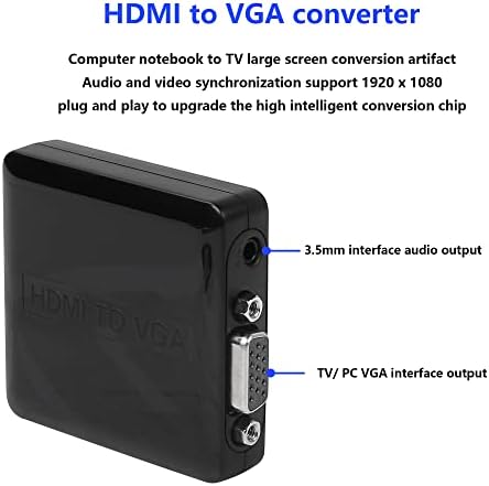 SinLoon HDMI-VGA,1080P Mini HDMI-VGA+R/L Átalakító Audió-Videó Adapter Doboz, USB Kábel,1920x1200,PC Laptop Dispaly Projektor (HDMI-VGA)